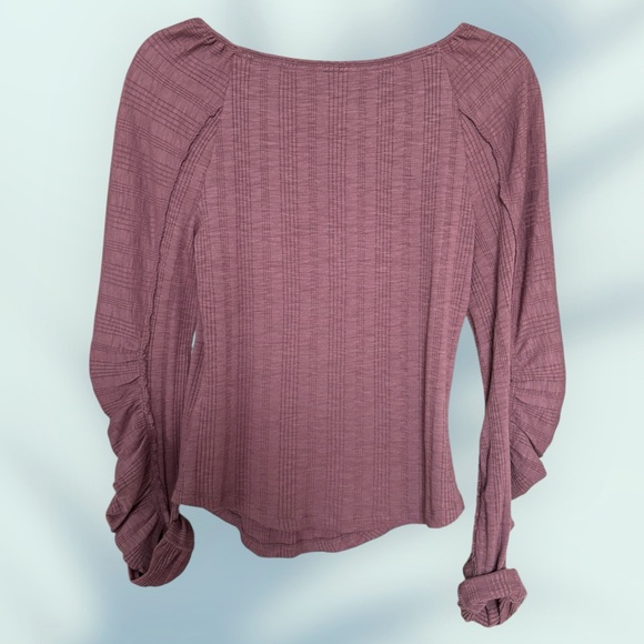 Anthropologie Pilcro Shirt Womens Ribbed Ruched Long Sleeve Top Size Medium NEW - Picture 3 of 9